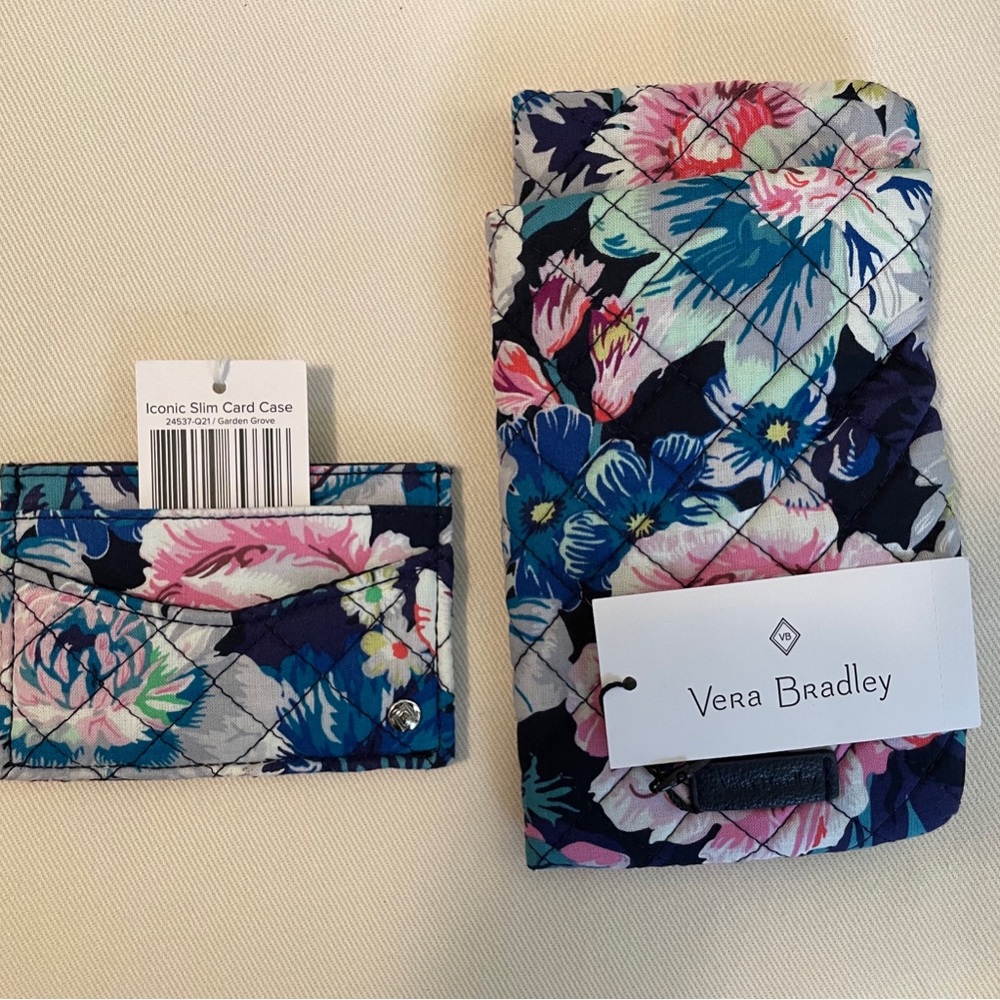 Vera Bradley Floral Set Card Case & Eyeglass Case in Blue and Pink